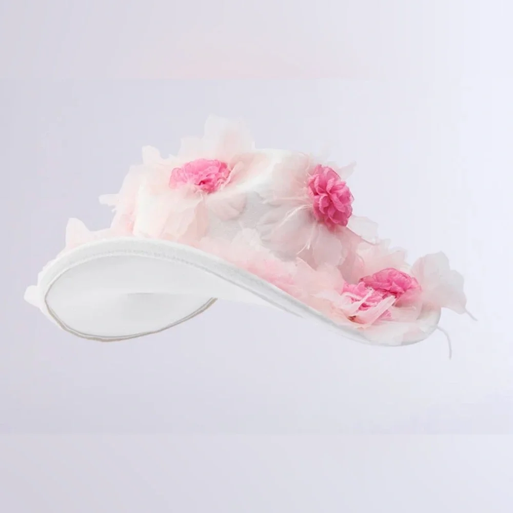 AKIRA Elegant White and Pink Floral cowboy Women's Hat